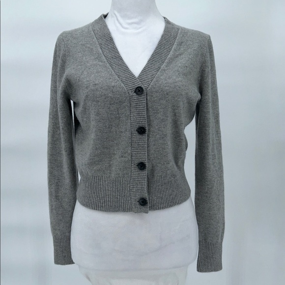 J.Crew Cashmere Cardigan Womens Small Gray Cropped Button Front - Picture 3 of 11